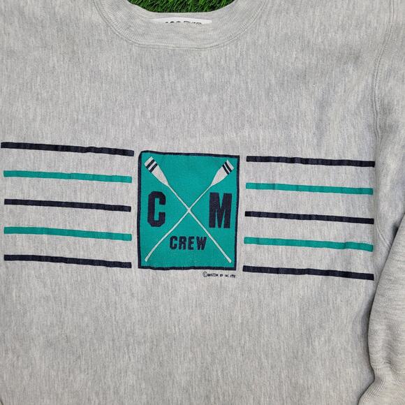 Vintage 1990 Cape-May Rower Crew Champion Cropped Sweatshirt Womens L 21x18 - Picture 3 of 15